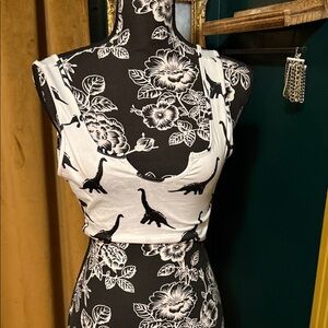 SHEIN White Dinosaur Print Crop Top